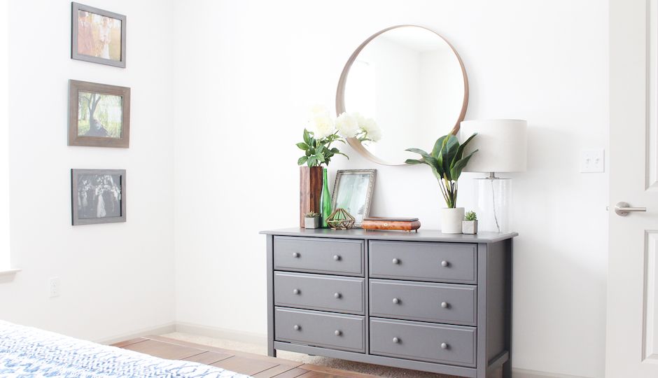 Mix & Match Design worked with a Malvern couple to turn an empty apartment bedroom into a charming rustic space. By doing the furniture-buying themselves based on Charney Widmer's list of items, they saved a bundle. | Photo: Mix & Match Design