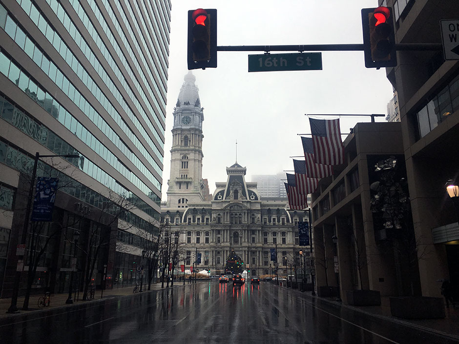 a rainy Center City day on January 2nd, 2017