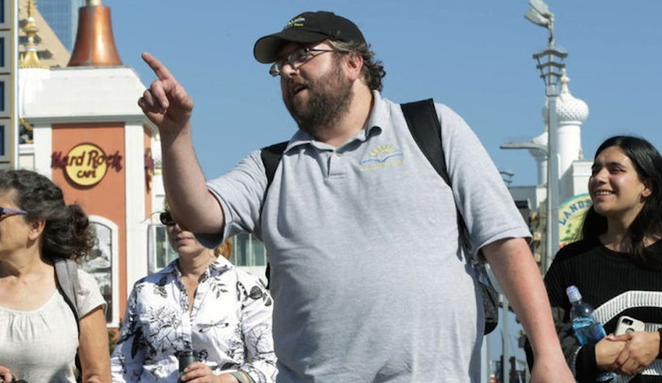 Levi Fox leads a Donald Trump-themed tour in Atlantic City.