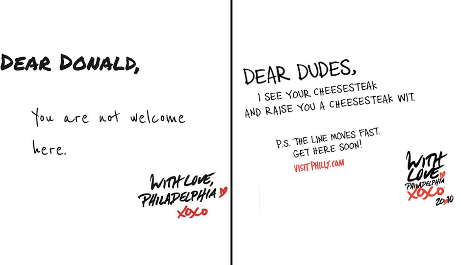 Left: The problematic image. Right: An official advertisement from Visit Philly.
