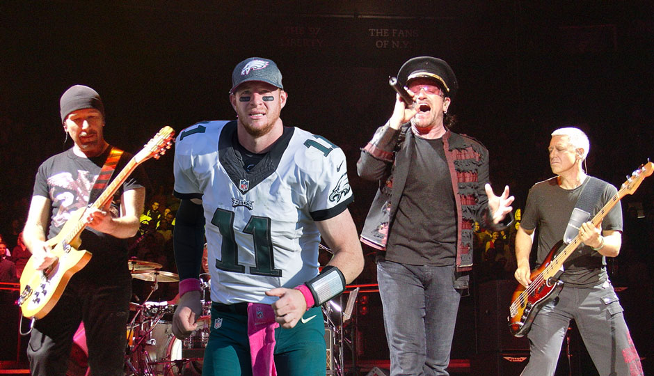 U2 with Carson Wentz photoshopped in