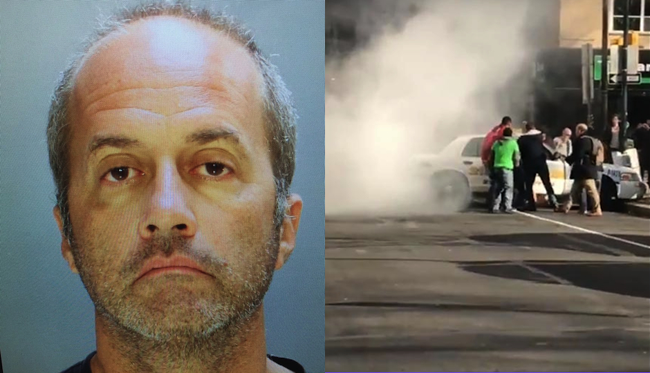 Left: Jonathan Gay in a Philadelphia Police Department photo. Right: Photo by Claire Sasko.