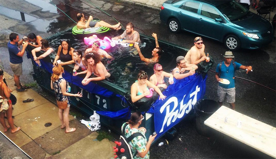 jersey barrier pool, dumpster pool