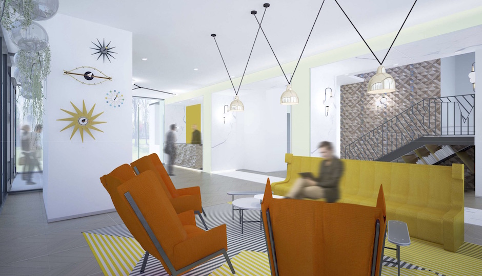 Maidenberg's rendering of the Adams lobby.