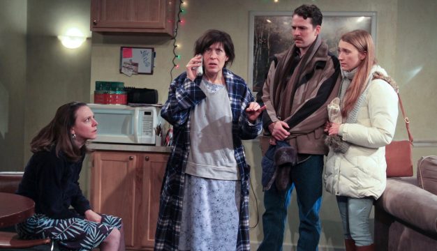 Molly Ward, Catharine Slusar, Sean Bradley, and Amy Frear in Lost Girls at Theatre Exile. (Photo by Paola Nogueras)