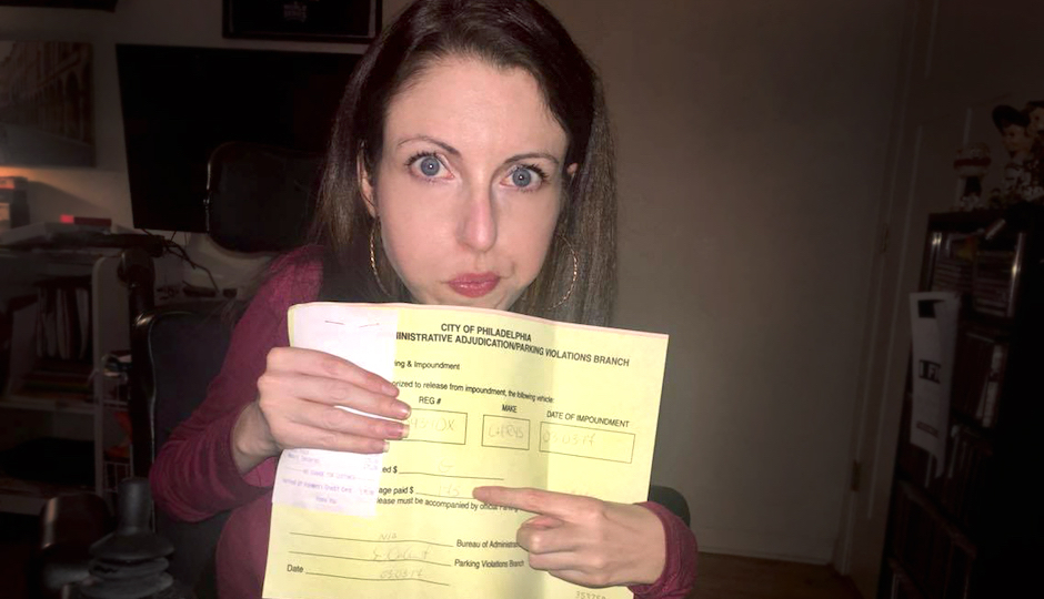 Shannon DeVido with the receipt showing her $175 payment to the PPA.