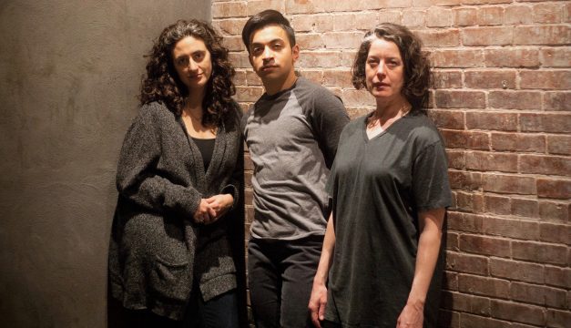 Felicia Leicht, Samy el-Noury, and Corinna Burns in Swallow at Inis Nua. (Photo by Katie Reing)
