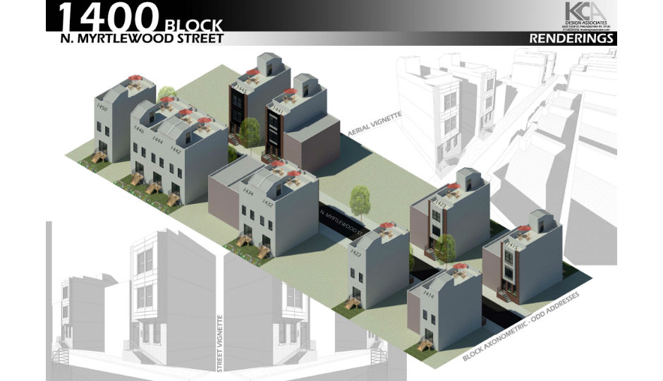 Perspective and axonometric drawings of the Myrtlewood Street development. | Rendering: KCA Design Associates via V2 Properties