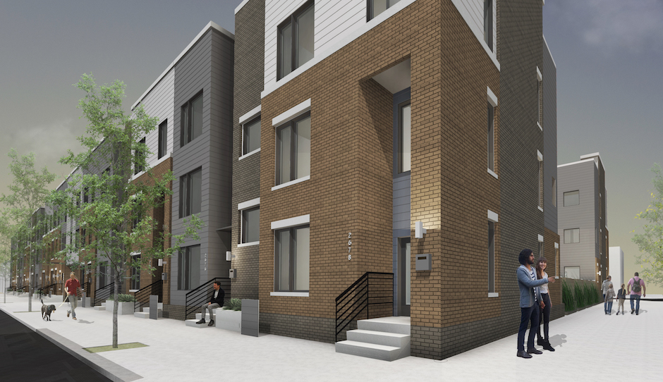 Street-level perspective view of the development.
