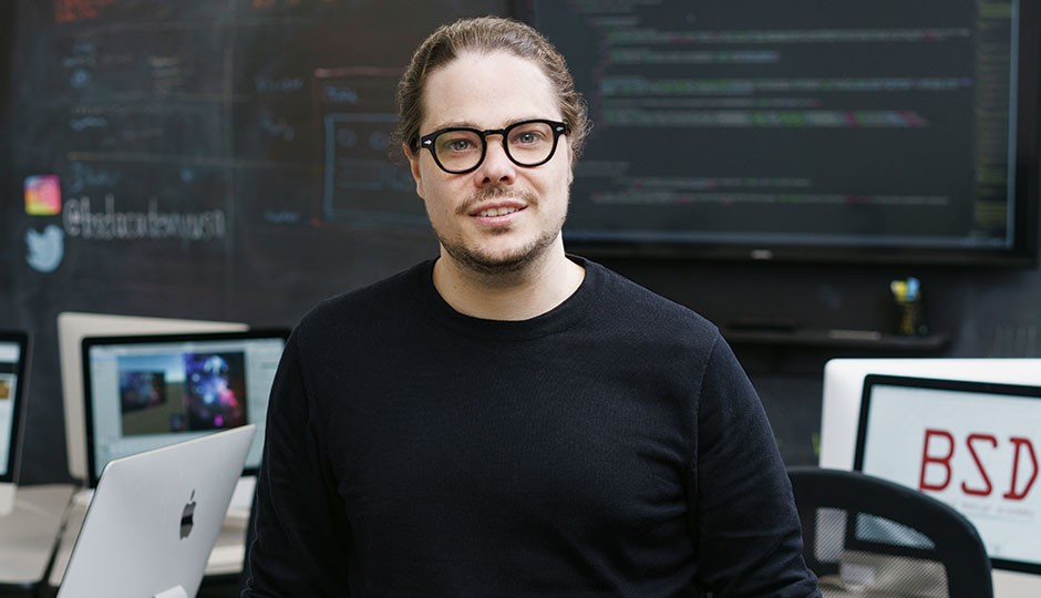 BSD’s Christopher Geary at the company’s Bryn Mawr HQ. Photo by Gene Smirnov.