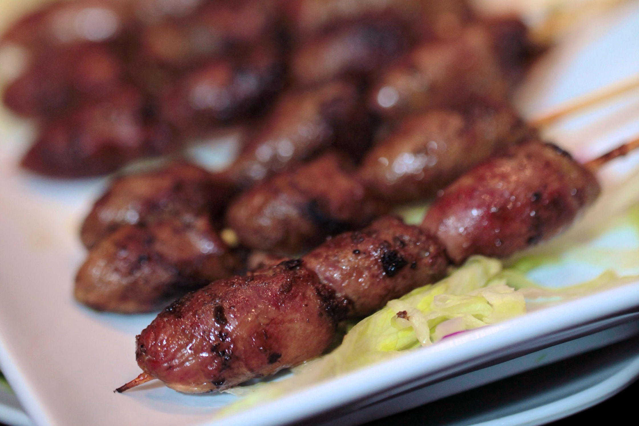 Peang hua jai gai: marinated and grilled chicken hearts