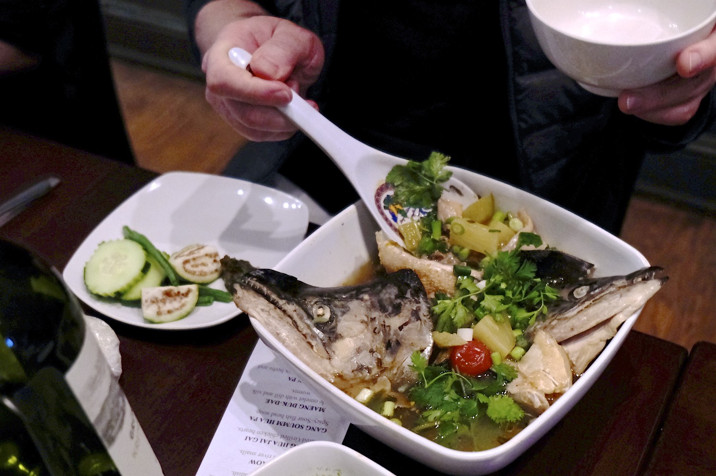 Gang soumm hua pa: spicy, sour fish head soup