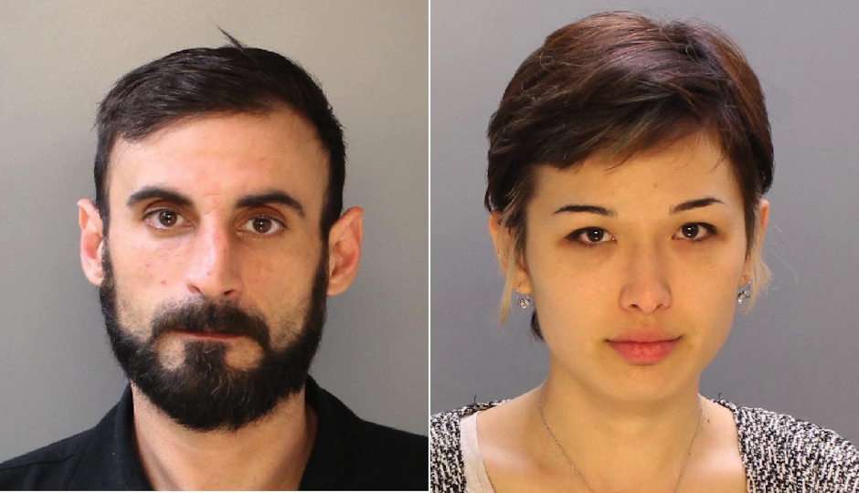 NA Poe aka Richard Tamaccio and Rachael Friedman in their Philadelphia Police Department mugshots.