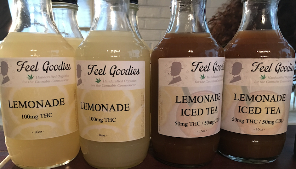 THC iced tea and lemonade for sale at N.A. Poe's pot party in Northeast Philly on Saturday.