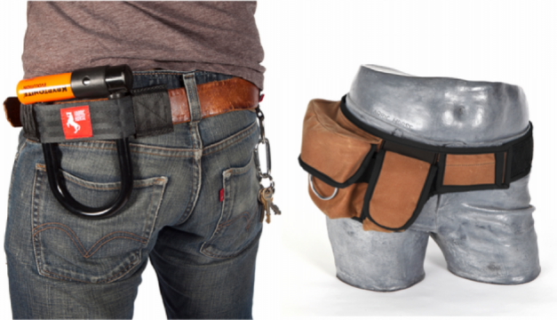 Left: U-lock holster. Right: Halfbelt in Cognac. Photos via fabrichorse.com