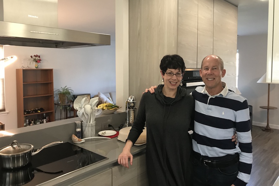 kitchen makeover showing owners