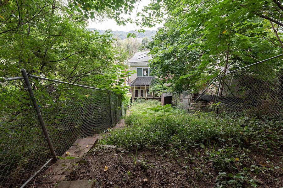 house for sale manayunk narrow trinity rear elevation from backyard