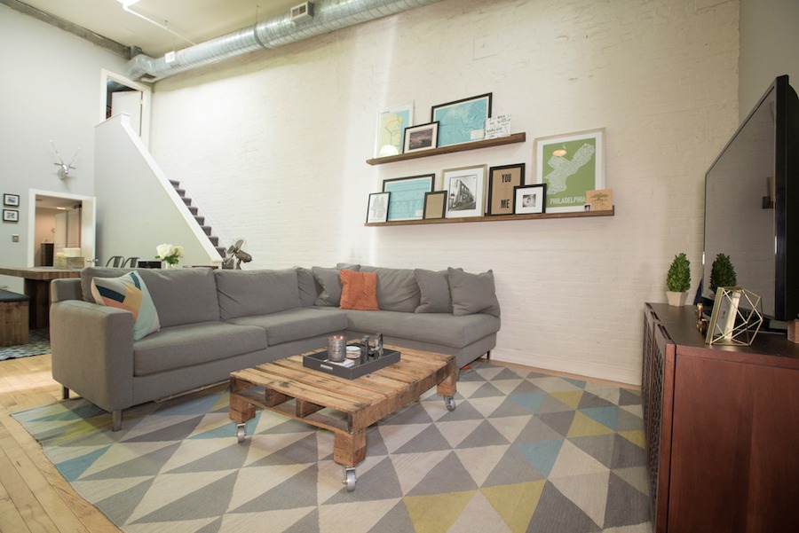 condo for sale northern liberties industrial loft living room