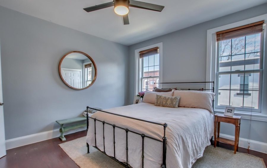 house for sale fairmount rehabbed rowhouse master bedroom