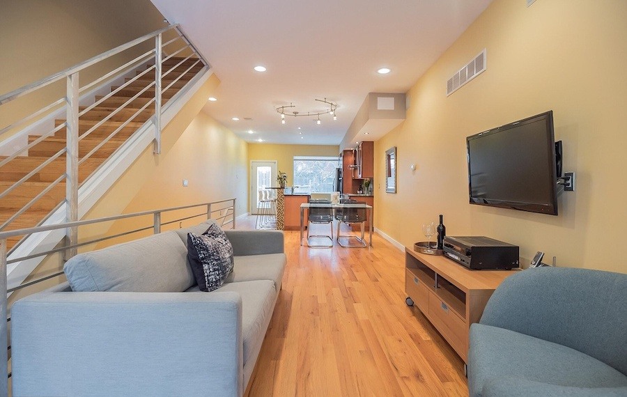 house for sale roxborough modern rowhouse living room