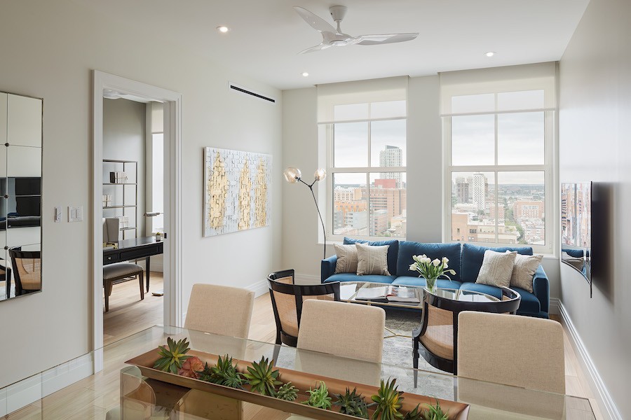 the atlantic apartments neoclassical 3br living-dining area