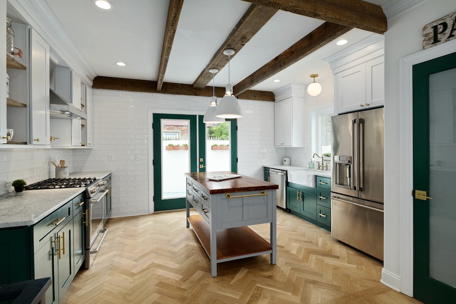 house for sale pennsport rehabbed expanded rowhouse kitchen with pantry