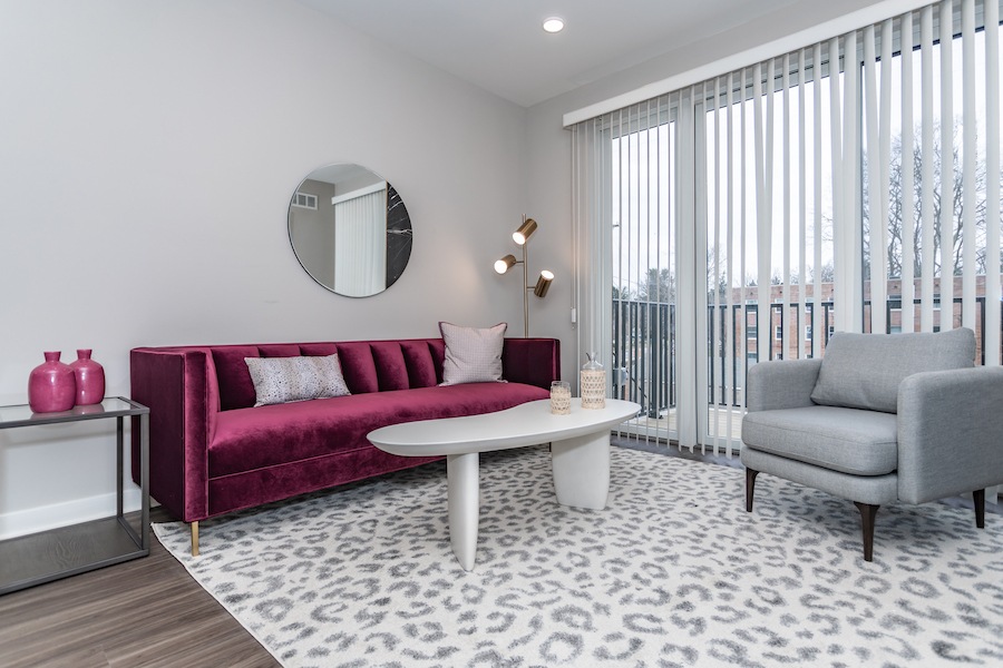 the kelly apartment profile one-bedroom living room
