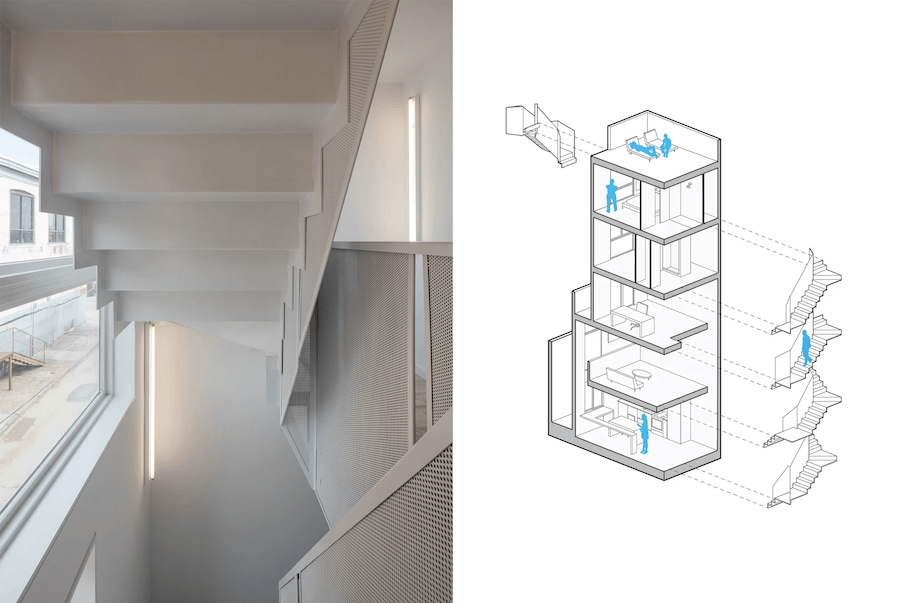 tiny tower stairwell and exploded view