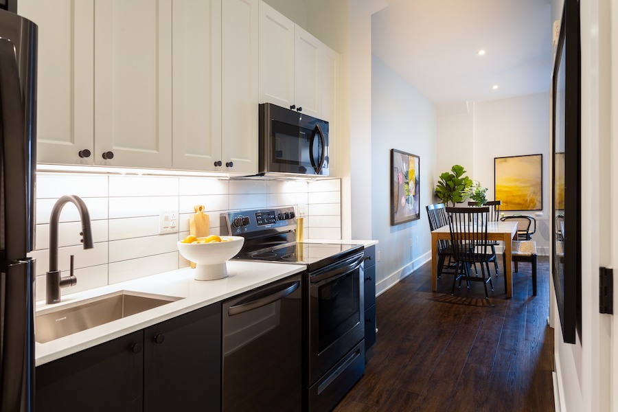 the irvine apartment profile model 1br kitchen