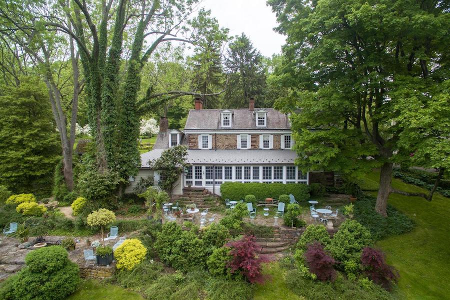 house for sale wrightstown hortulus farm main house rear elevation and backyard