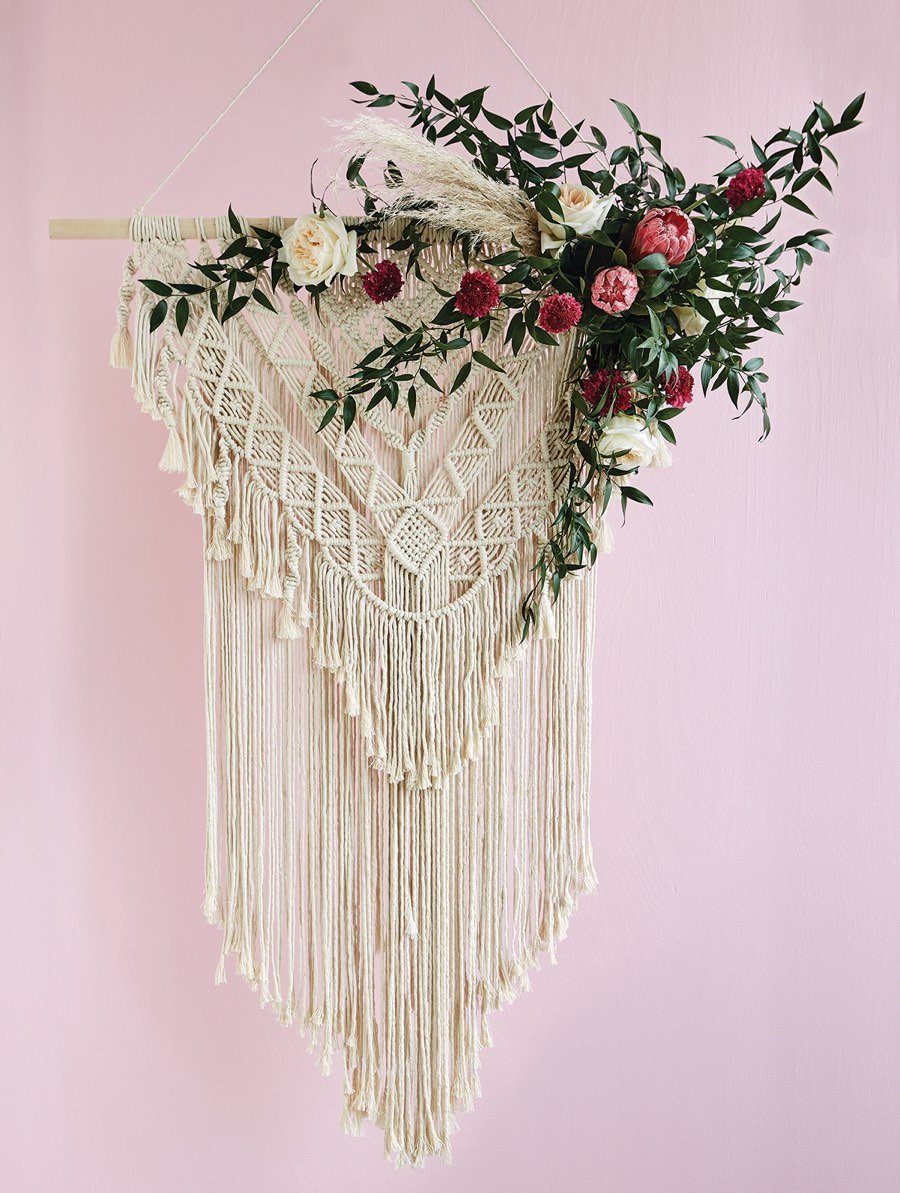 boho macrame wedding ceremony hanging