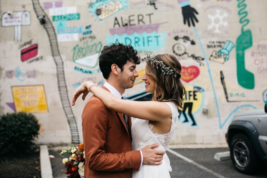 mural wedding portraits