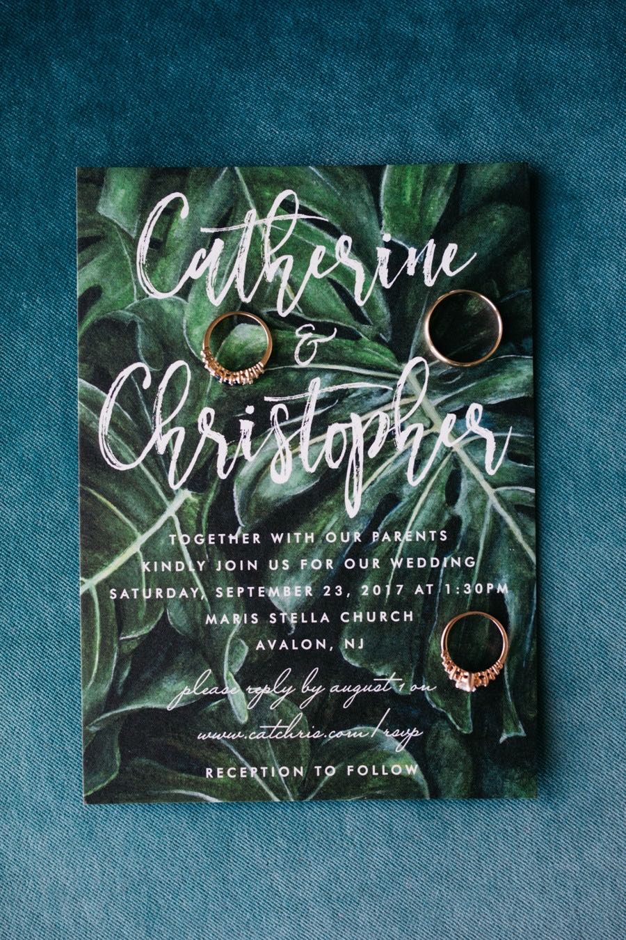 palm frond wedding invitation