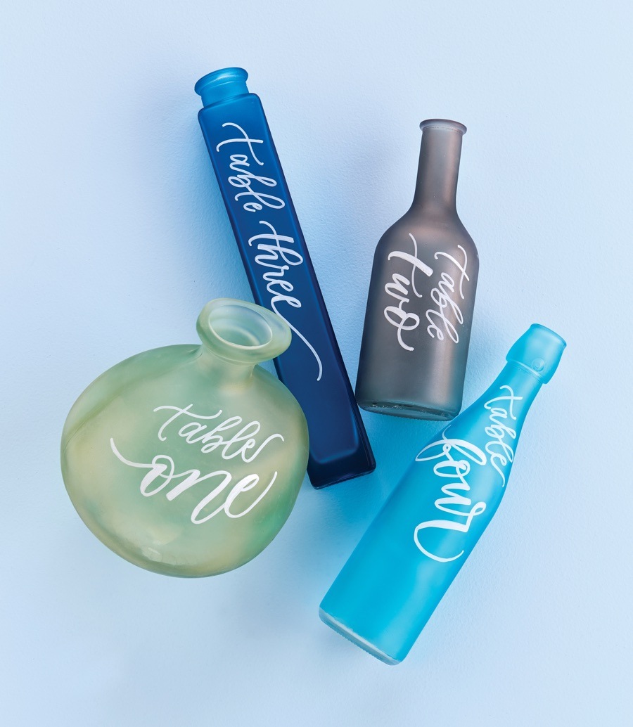 sea glass bottle table numbers