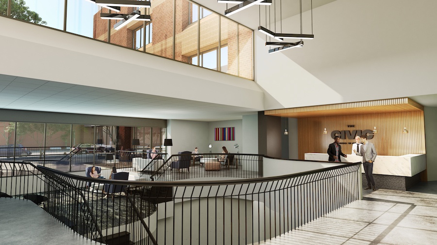 the civic apartment profile lobby rendering