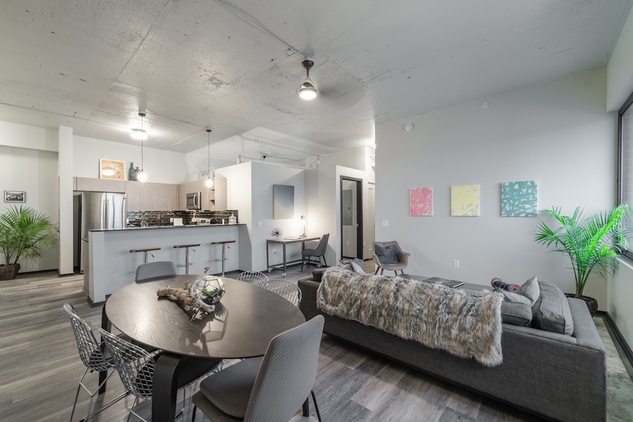 the civic apartment profile model 2br living room