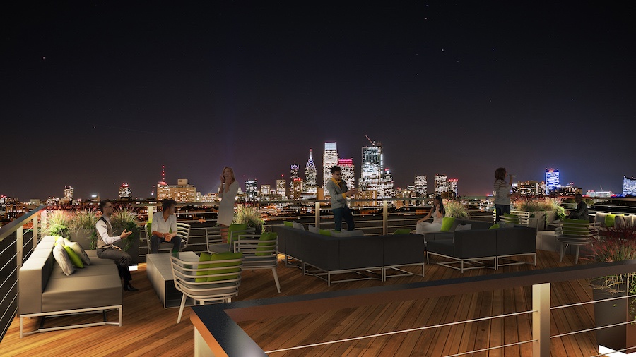 the civic apartment profile roof deck rendering