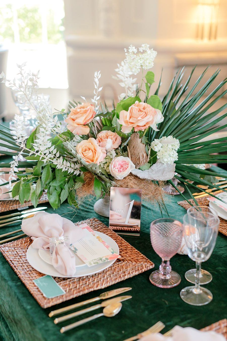tropical wedding tablescape