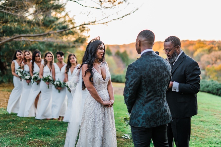 Bride and groom at Morris Arboretum