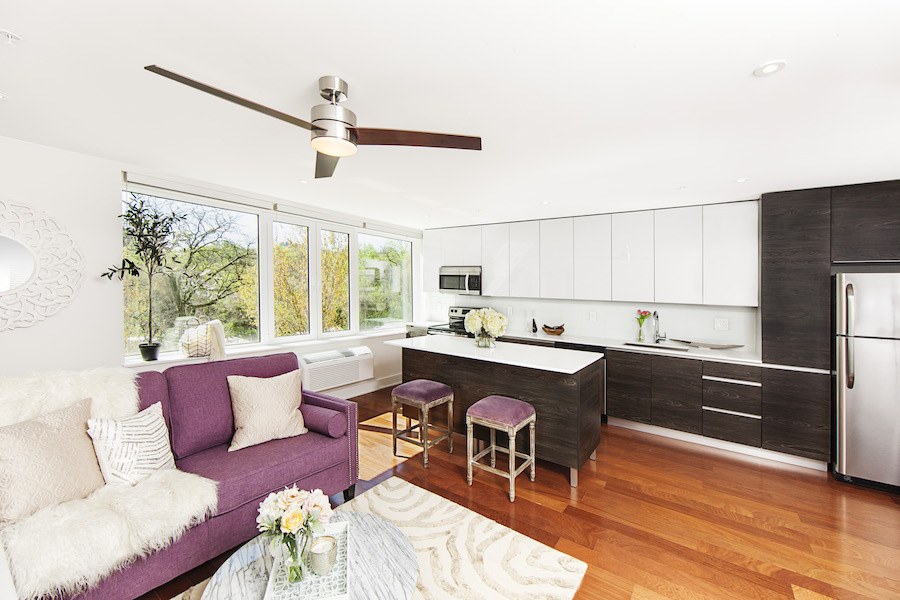 presidential city apartment profile model apartment living room and kitchen
