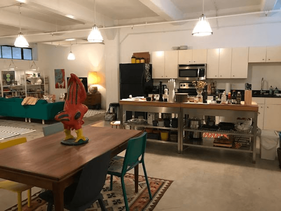 apartment for rent old city live work loft dining area and kitchen