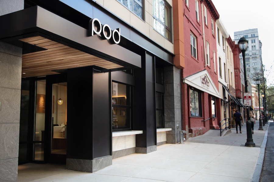 pod hotel opening main entrance