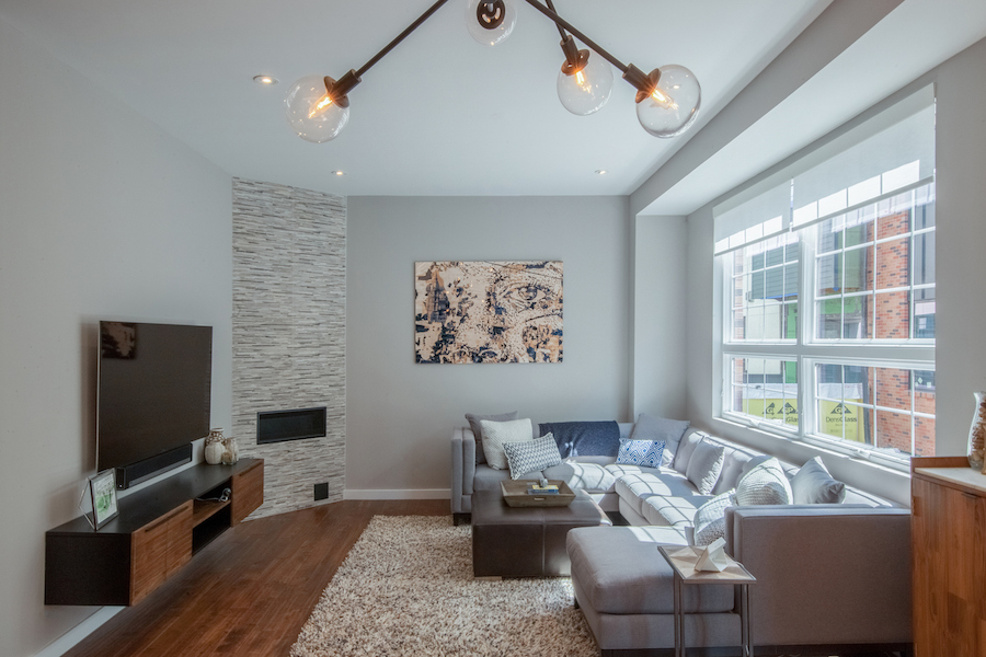 condo for sale fishtown modern industrial condo living room
