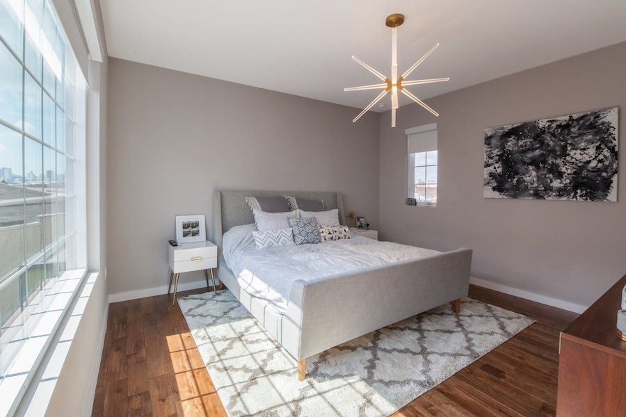 condo for sale fishtown modern industrial condo master bedroom