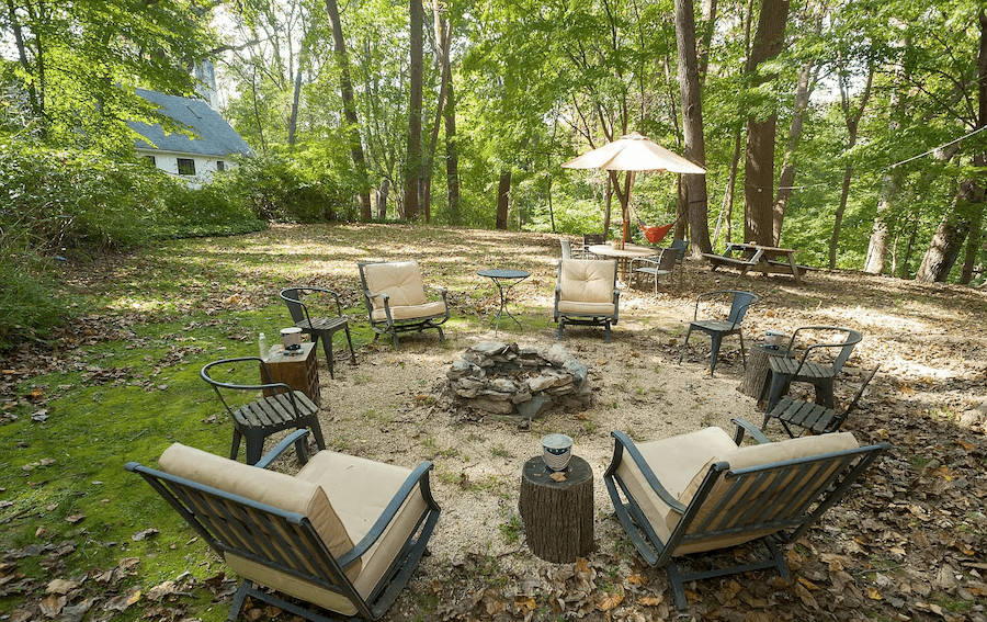 house for sale east falls carriage house retreat fire pit