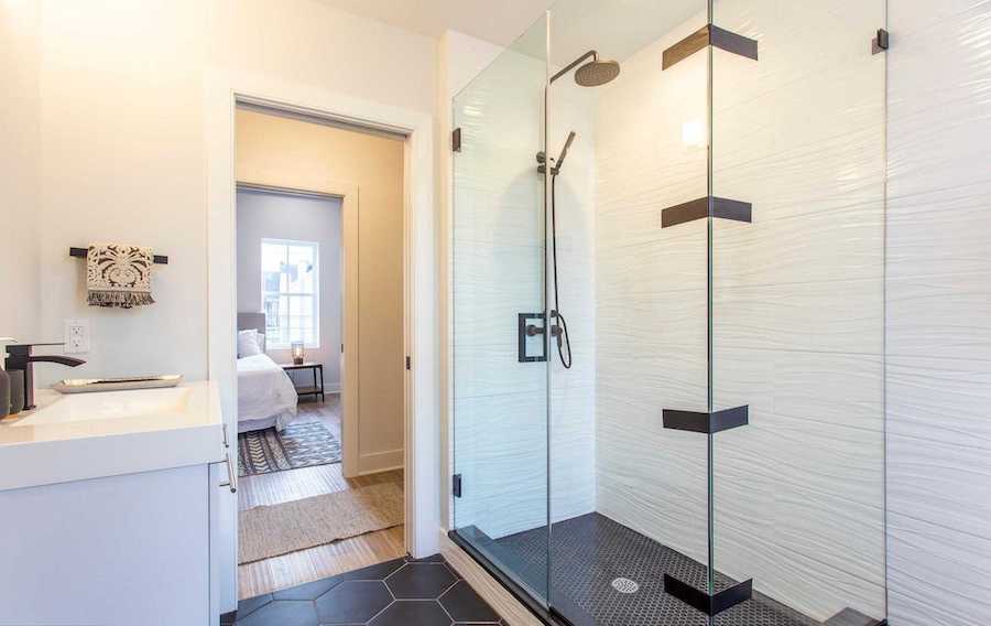 point breeze modern workingman's row house bathroom and closet