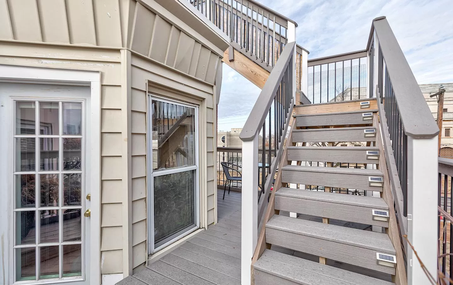 fairmount rehabbed rowhouse third-floor deck