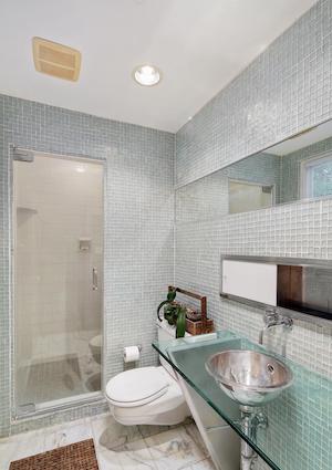 north hills restored midcentury modern master bathroom