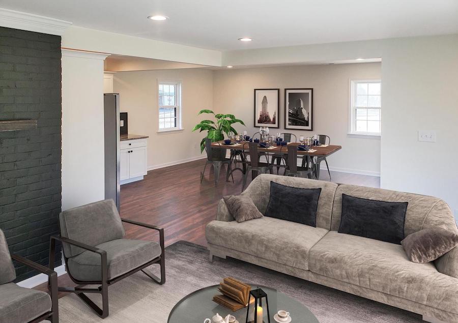 levittown rebuilt rancher main living area living room view