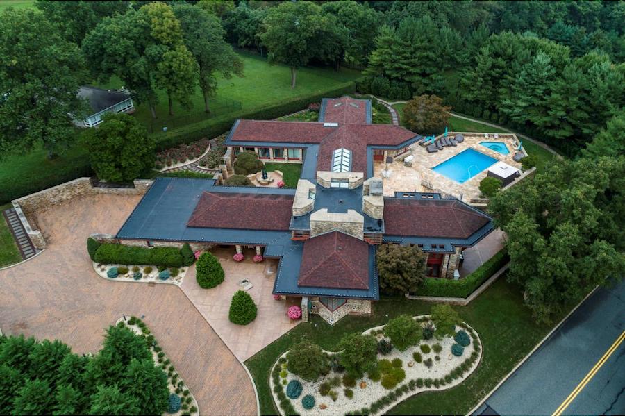 house for sale pottstown prairie style aerial view